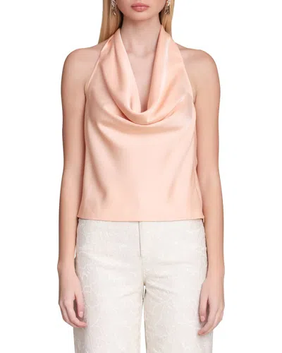 Avec Les Filles Long Tie Halter Top In Pink