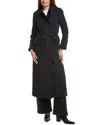 Avec Les Filles Long Trench Coat In Blue