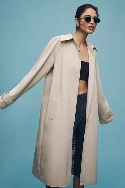 Avec Les Filles Long Trench Coat Jacket In Beige