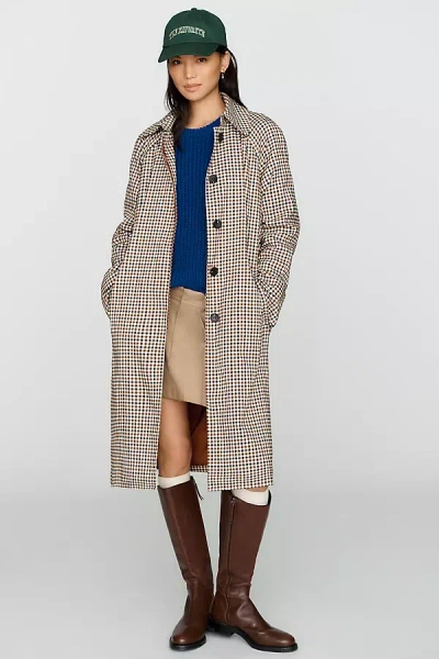 Avec Les Filles Long Trench Coat Jacket In Multi