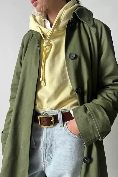 Avec Les Filles Long Trench Coat Jacket In Green