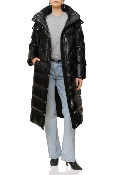 Avec Les Filles Longline Hooded Puffer Coat In Black
