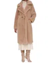 Avec Les Filles Double Breasted Faux Fur Longline Coat