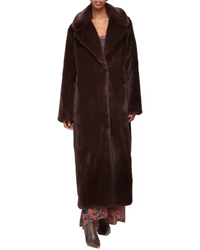 Avec Les Filles Maxi Faux Fur Coat In Brown