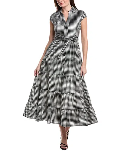Avec Les Filles Gingham Maxi Shirtdress In Gray