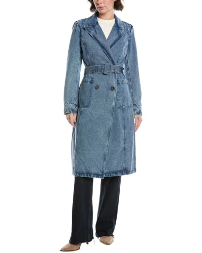 Avec Les Filles Medium Trench Coat In Blue