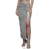 Avec Les Filles Metallic Rosette Detail Ruched Maxi Skirt In Multi