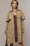 Avec Les Filles Mid-length Cape Raincoat Jacket In Nude