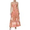Avec Les Filles Mixed Animal Print Paneled Linen Blend Maxi Dress In Orange