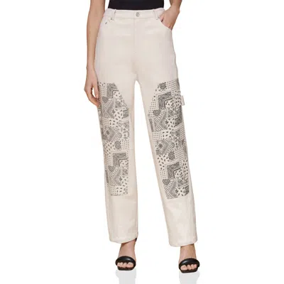 Avec Les Filles Mixed Media Carpenter Pants In White