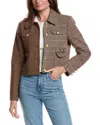 Avec Les Filles Mixed Plaid Boxy Wool-blend Blazer In Brown