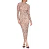 Avec Les Filles Mock Neck Long Sleeve Body-con Maxi Dress In Multi