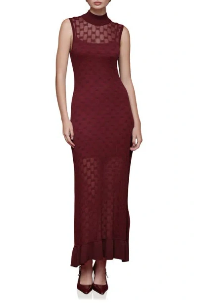 Avec Les Filles Mock Neck Midi Sweater Dress In Burgundy