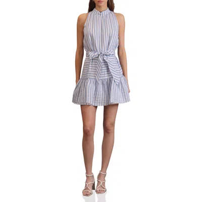 Avec Les Filles Mock Neck Minidress In Blue