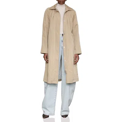 Avec Les Filles Nylon Pleated Rain Trench Coat In Brown