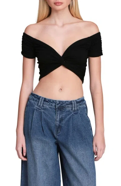 Avec Les Filles Off The Shoulder Crop Top In Black