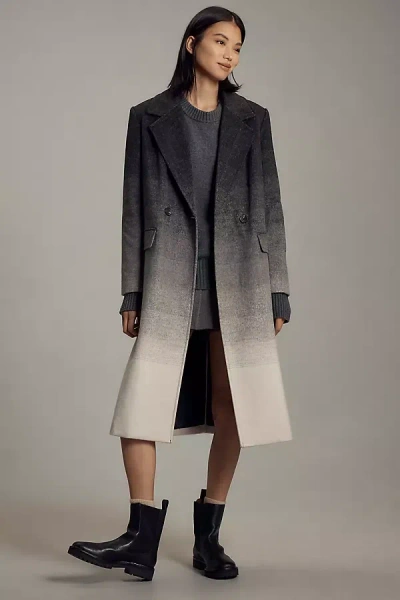 Avec Les Filles Ombre Wool-blend Coat Jacket In Black