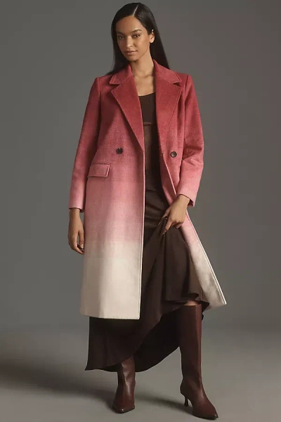 Avec Les Filles Ombre Wool-blend Coat Jacket In Pink