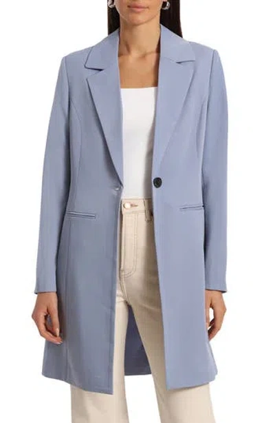 Avec Les Filles One-button Longline Coat In Blue