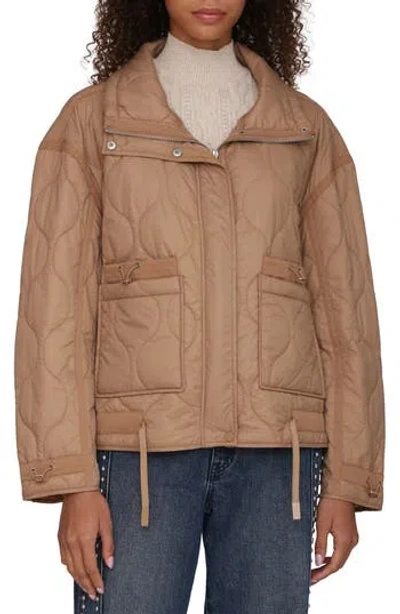 Avec Les Filles Onion Quilted Jacket In Brown