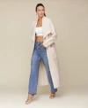 Avec Les Filles Open Front Duster Sweater Coat Straight Leg Carpenter Jeans In Swan Wash