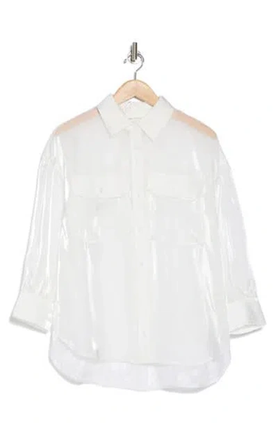 Avec Les Filles Organza Button-up Shirt In White