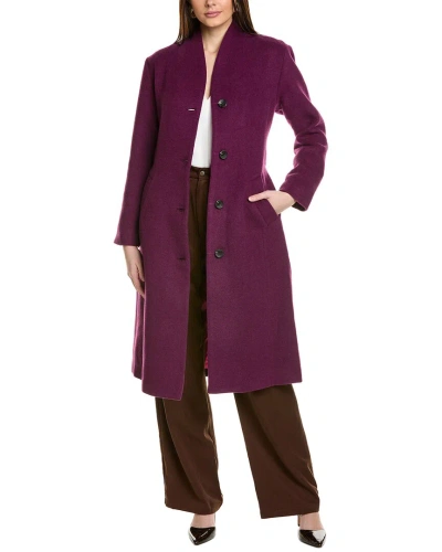 Avec Les Filles Overlap Wool-blend Coat In Purple