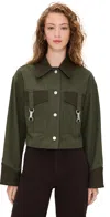 Avec Les Filles Oversize Crop Trucker Jacket Olive In Green