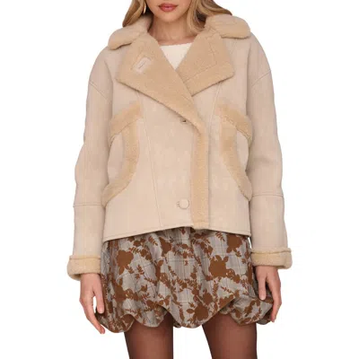 Avec Les Filles Oversize Faux Shearling Coat In Neutral