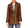 Avec Les Filles Oversize Leather Blazer In Vintage Brown