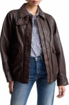 Avec Les Filles Oversize Leather Bomber Jacket In Multi