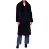 Avec Les Filles Oversize Luxe Faux Fur Longline Coat In Navy