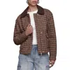 Avec Les Filles Oversized Plaid Bomber Jacket In Brown