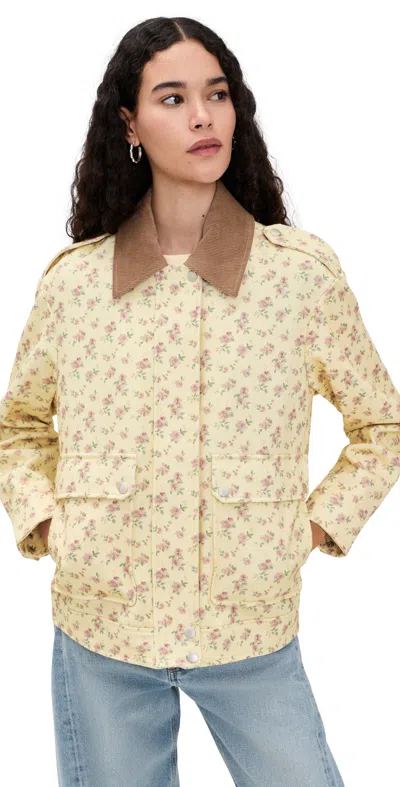 Avec Les Filles Oversized Aviator Jacket With Straight Hem Butter Flower In Multi