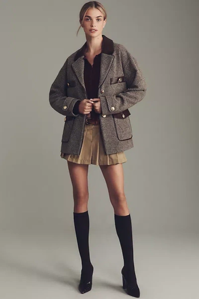 Avec Les Filles Oversized Blazer Jacket In Brown