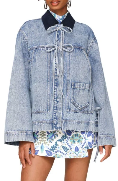 Avec Les Filles Oversized Denim Chore Jacket In Blue