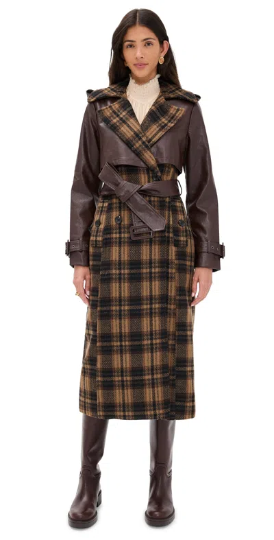 Avec Les Filles Oversized Maxi Combo Trench Coat Multi