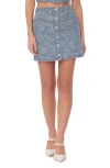 Avec Les Filles Paisley Jacquard Button Front Denim Miniskirt In Denim Jacquard