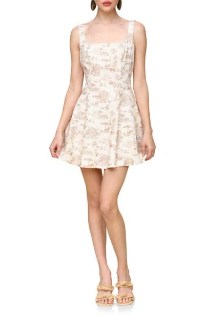 Avec Les Filles Panel Detail Linen Blend Minidress In Safari Toile Khaki