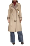 Avec Les Filles Pattern Block Trench Coat In Neutral