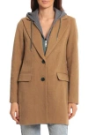Avec Les Filles Peaked Lapel Jacket With Zip Out Bib In Light Camel