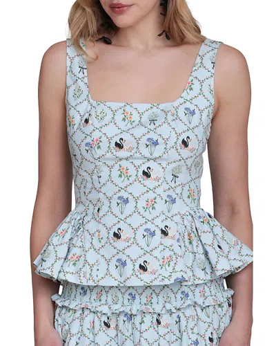 Avec Les Filles Peplum Top In Blue