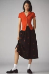 Shop Avec Les Filles Petite Cherry Applique Midi Skirt In Multicolor