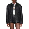 Avec Les Filles Pieced Back Leather Bomber Jacket In Black