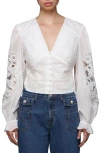 Avec Les Filles Pintuck Lace Shirt In White