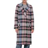 Avec Les Filles Plaid Coat In Indigo Pink Multi Plaid