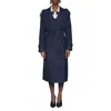 Avec Les Filles Plaid Double Breasted Belted Trench Coat In Blue