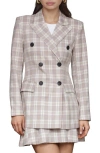 Avec Les Filles Plaid Double Breasted Blazer In Gray