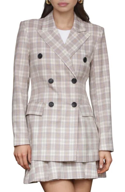 Avec Les Filles Plaid Double Breasted Blazer