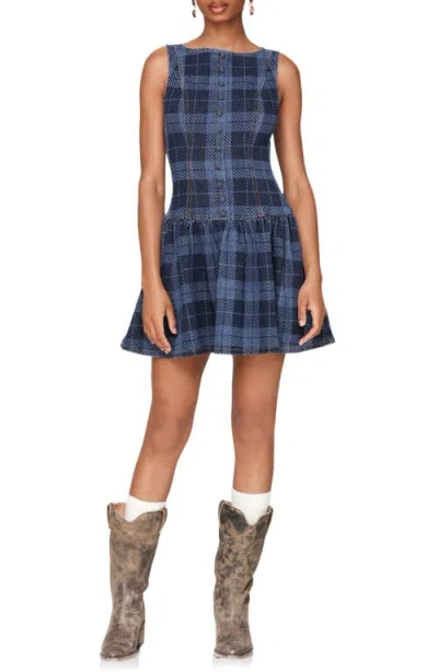 Avec Les Filles Plaid Drop Waist Sleeveless Minidress In Brown